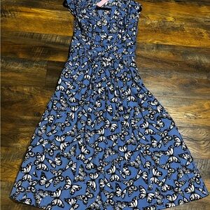 Kate Spade Butterfly Print Maxi Dress in Blue and White